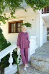 Fermuar Detay İkili Takım Mürdüm