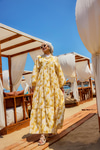 Fırça Desen Elbise Sarı