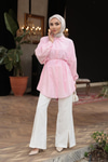 Fitilli Oversize Gömlek Pembe