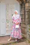 Flora Çicek Desenli Elbise Pembe