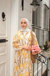 Flora Çicek Desenli Elbise Sarı