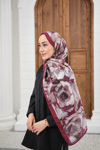 Flora Desen Şal Bordo