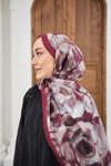 Flora Desen Şal Bordo