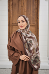 Flora Desen Şal Kahverengi