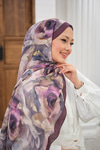 Flora Desen Şal Mürdüm