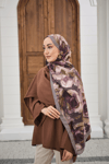 Flora Desen Şal Vizon