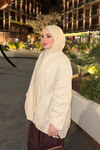 Gabardin Nakışlı Bomber Ceket Ekru