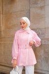 Gabardin Pul Detaylı Ceket Pudra
