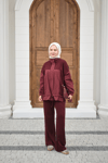 Garni Detaylı Bağcıklı Takım Bordo