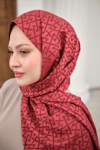 Geometrik Desen Şal Bordo