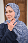 Geometrik Desen Şal İndigo Mavi