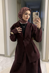 Gizli Cep Ve Önü Pile Detaylı Takım Bordo