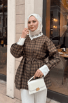 Gizli Düğmeli Bel Bağlamalı Gömlek Yağ Yeşil