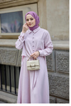 Gömleği Bağlamalı Keten Takım Pembe