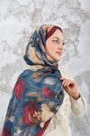 Gül Desen Şal Bordo