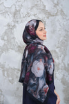 Gül Desen Şal Siyah