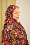 Gül Desen Soft Şal Bordo