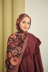 Gül Desen Soft Şal Kahverengi