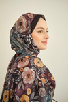 Gül Desen Soft Şal Siyah