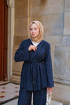 Jason Taşlı Keten Takım Lacivert