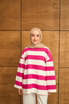 Kalın Çizgili Sweat Pembe