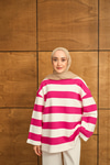 Kalın Çizgili Sweat Pembe