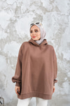 Kapüşonlu Sweat Açık Kahve