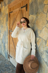 Kapüşonlu Triko Ceket Bej