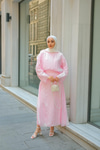 Kendinden Desenli İkili Takım Pembe