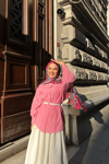 Kol Ve Nakış İşlemeli Gömlek Pembe