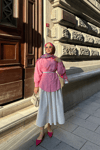 Kol Ve Nakış İşlemeli Gömlek Pembe