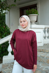 Kolları Düğme Detaylı Tunik Bordo