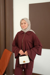Kolları Fırfır Detay Takım Bordo
