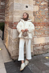 Kolları Peluş Detay Mont Beyaz