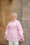 Kolu Fırfırlı Gömlek Pembe
