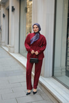 Krinkıl Kumaş Bel Bağlamalı Takım Bordo