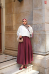 Krışık Kloş Etek Bordo