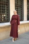 Kuşaklı Kraş Elbise Bordo