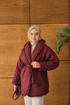 Kuşaklı Şişme Mont Bordo