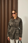 Leopar Desen Ceket Kahverengi