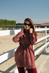 Leopar Desenli Ceket Bordo
