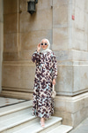 Leopar  Desenli Elbise Kahverengi