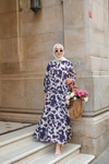 Leopar  Desenli Elbise Lacivert
