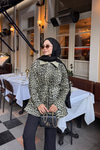 Leopar Desenli Fermualı Trenç Yeşil