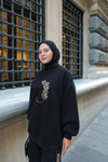 Leopar Desenli İkili Takım Siyah