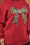 Leopar Kurdele Detaylı Sweat Kırmızı