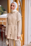 Micro Pileli Kısa Trenç Krem