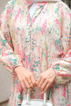 Nergis Desenli Elbise Pembe