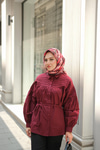 Nervur Detaylı Poplin Gömlek Bordo