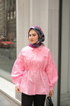 Nervur Detaylı Poplin Gömlek Pembe